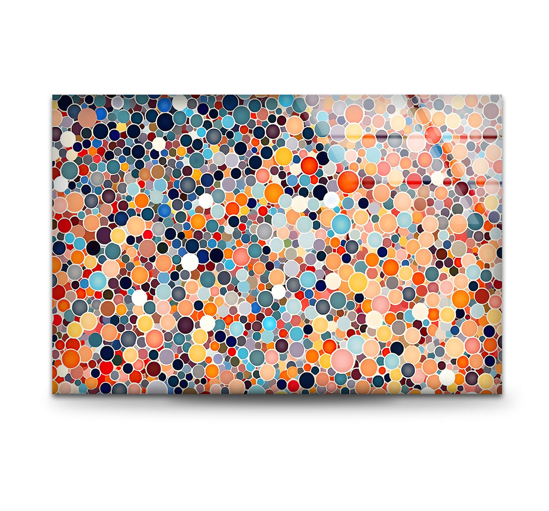 an abstract painting with circles on a white background