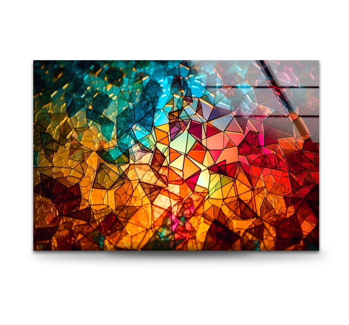 Stained Colorful Shapes Glass Wall Art print on glass, glass printed photos