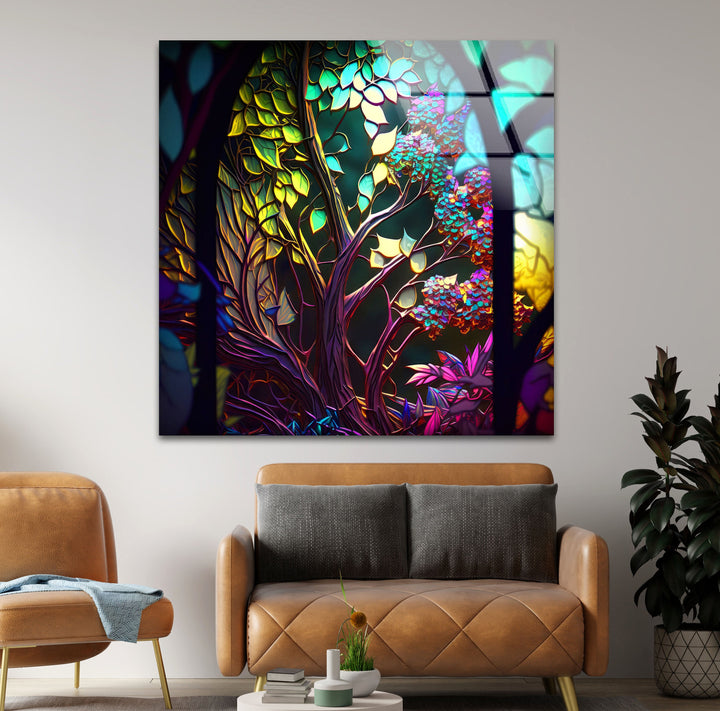 Abstract Fairy Forest Glass Wall Art glass art painting, glass art for the Wall