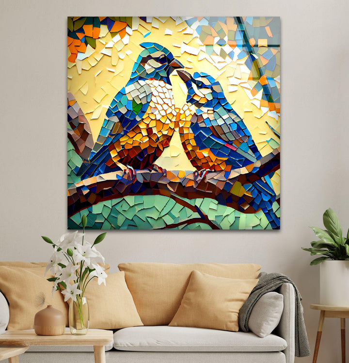 Mosaic of Birds Glass Wall Art glass image printing, glass prints from photos