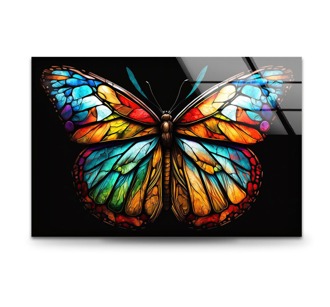 Colored Butterfly Glass Wall Art Glass Printing Wall Art, Print photos on glass