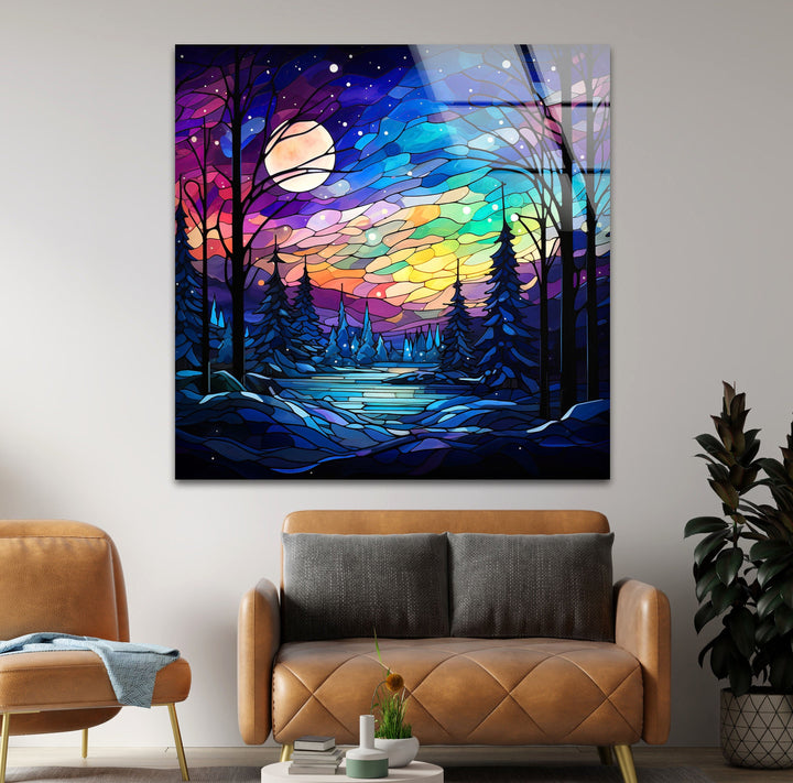 Forest Painting Glass Wall Art glass pictures for Wall, glass prints wall art