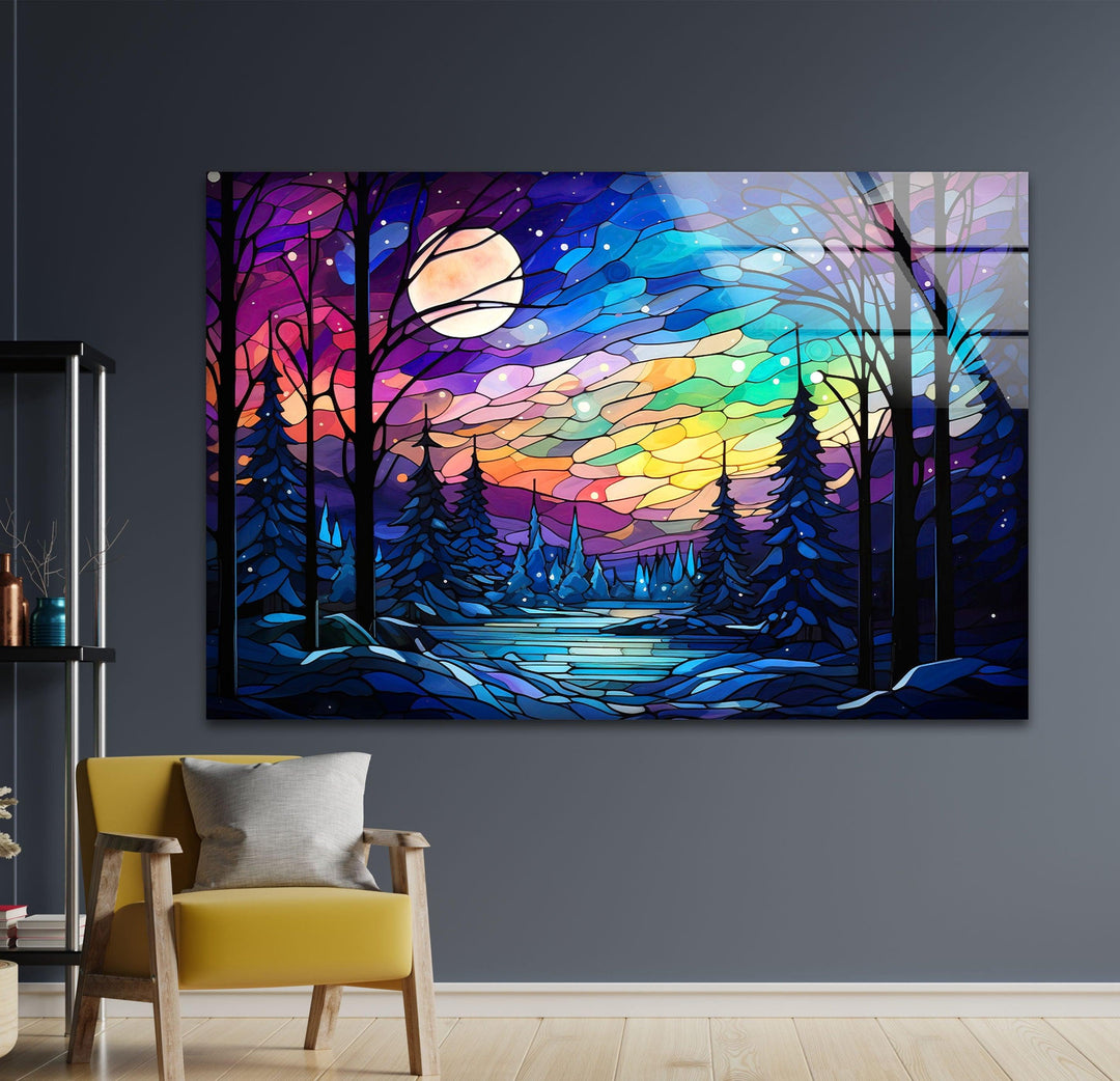 Forest Painting Glass Wall Art glass image printing, glass prints from photos