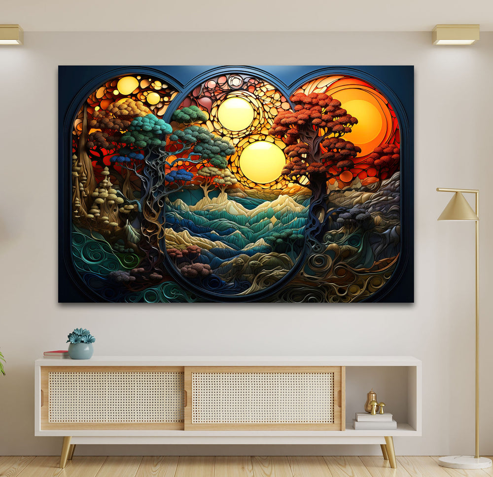 Stained Nature Sunset Glass Wall Art Glass Printing Wall Art, Print photos on glass