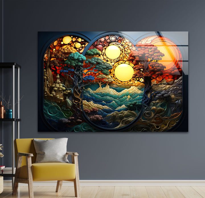 Stained Nature Sunset Glass Wall Art art glass wall art, glass wall art pictures