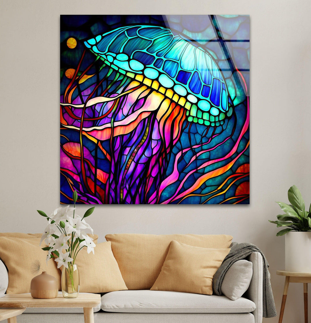 Colored Starfish Glass Wall Art glass art painting, glass art for the Wall