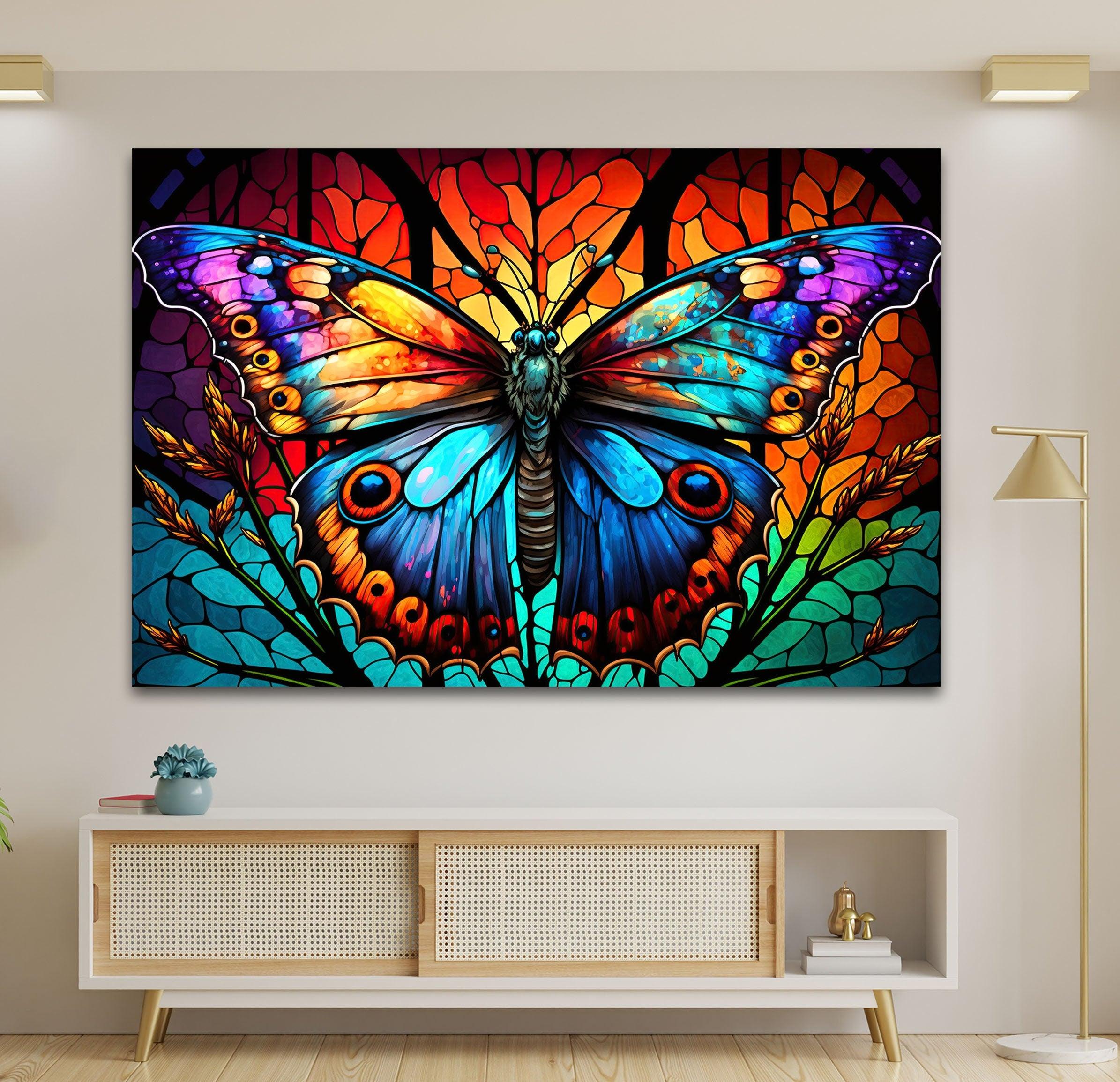 Glass, Glass Art, Glass Printing, Colorful on sale Butterfly Wall Art, Woman And Butterflies Glass Decor, Modern Glass,