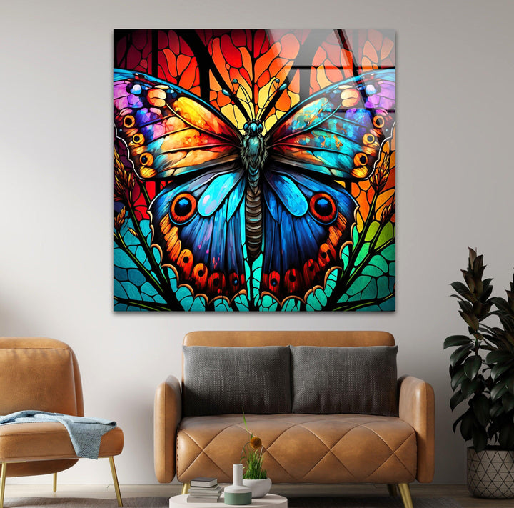 Colored Butterfly Art Glass Wall Art Glass Printing Wall Art, Print photos on glass