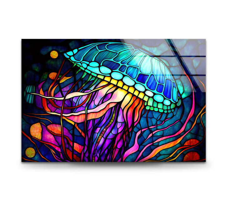 Colored Starfish Glass Wall Art photo print on glass, prints on glass wall art