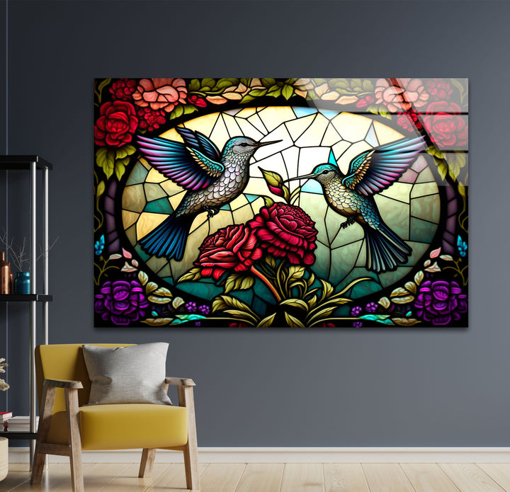 Hummingbird Glass Wall Art photo print on glass, prints on glass wall art