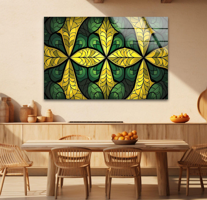 Green & Yellow Stained Glass Wall Art glass pictures for Wall, glass prints wall art