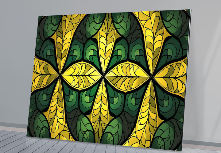 Green & Yellow Stained Glass Wall Art glass image printing, glass prints from photos