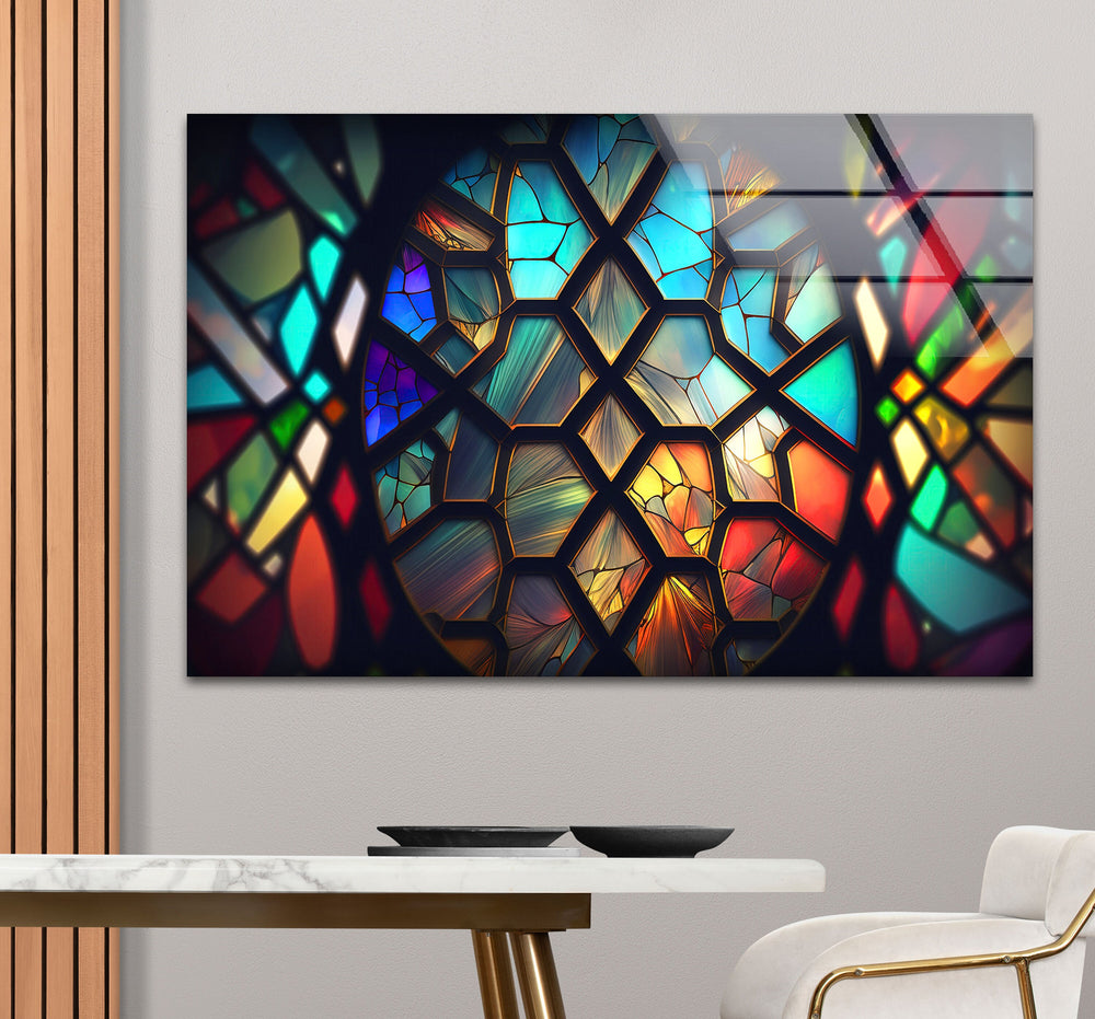 Stained Brightly Colored Glass Wall Art photo print on glass, prints on glass wall art