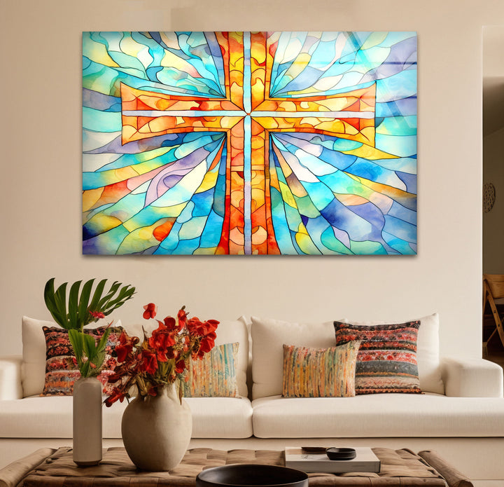 Heavenly Light Holy Modern Glass Wall Art Decor