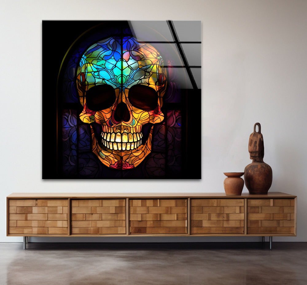 Orange Skull Cool Glass Art & Wall Art Home Decor