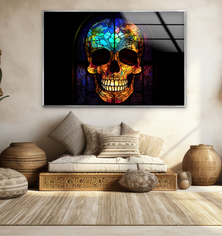 Orange Skull Cool Wall Decor & Glass Print Art