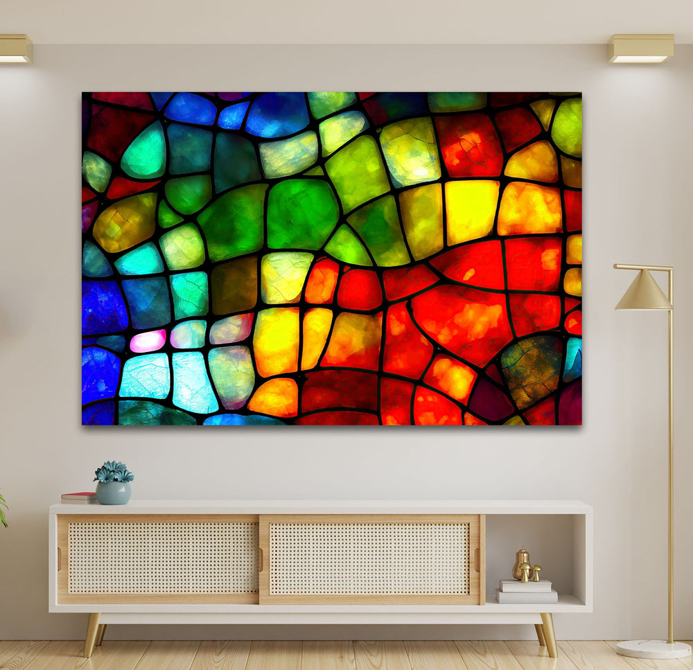 Vibrant Stained Colored Glass Wall Art photo print on glass, prints on glass wall art