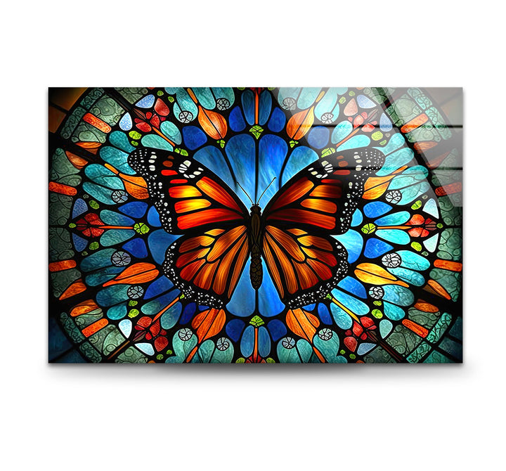 Rainbow Butterfly Glass Wall Art stained glass wall art, stained glass wall decor