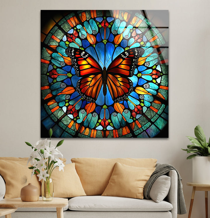 Rainbow Butterfly Glass Wall Art glass photo prints, glass picture prints