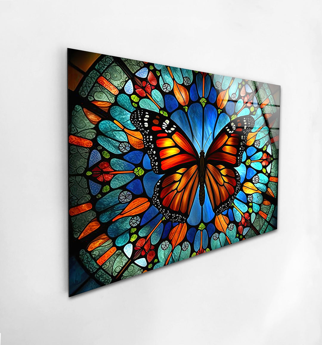 Rainbow Butterfly Glass Wall Art glass image printing, glass prints from photos