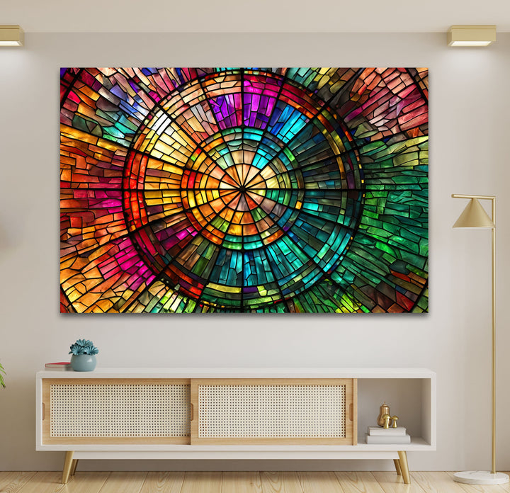 Rainbow Stained Glass Wall Art print picture on glass, Tempered Glass Wall Art