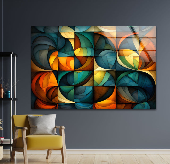 Abstract Art Piece Glass Wall Art print picture on glass, Tempered Glass Wall Art