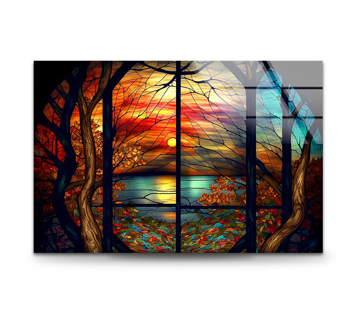 Stained Sunset Glass Wall Art Glass Printing Wall Art, Print photos on glass