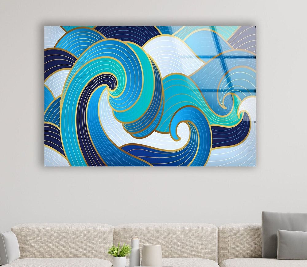 Green and blue Abstract Tempered Glass Wall Art - MyPhotoStation