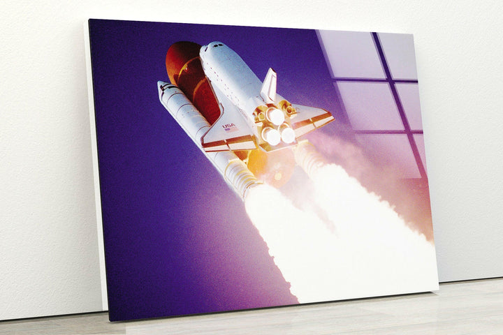 Space Shuttle Glass Wall Art, glass art painting, glass art for the Wall