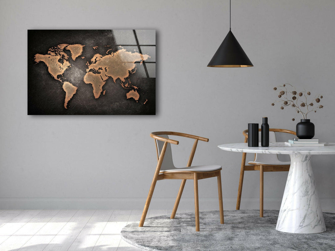 World Map Glass Wall Art, glass wall decor, glass wall art decor