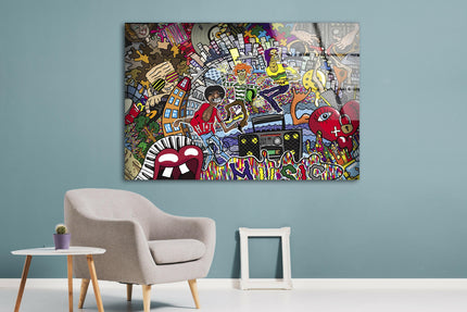 Graffiti Abstract PopArt Glass Wall Art