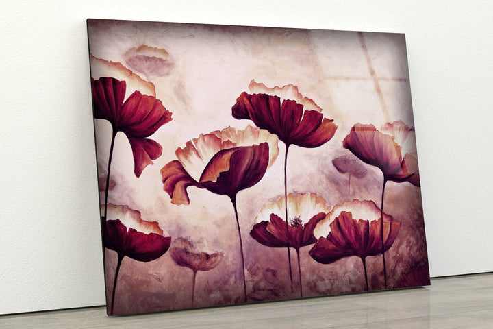 Abstract Pink Poppy Glass Wall Art, custom glass photo prints, large glass prints