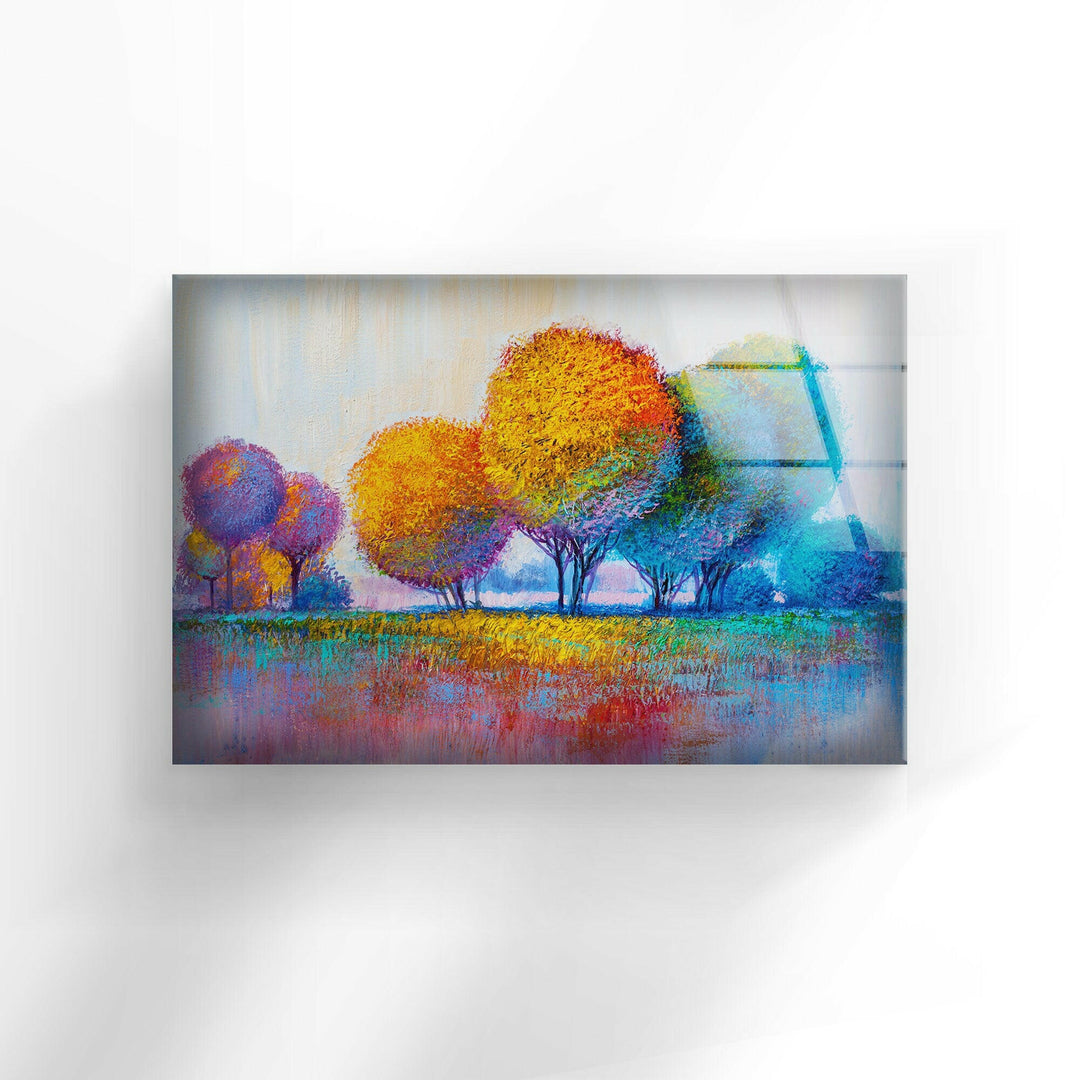 Colorful Trees High-Quality Glass Photo Prints Decor