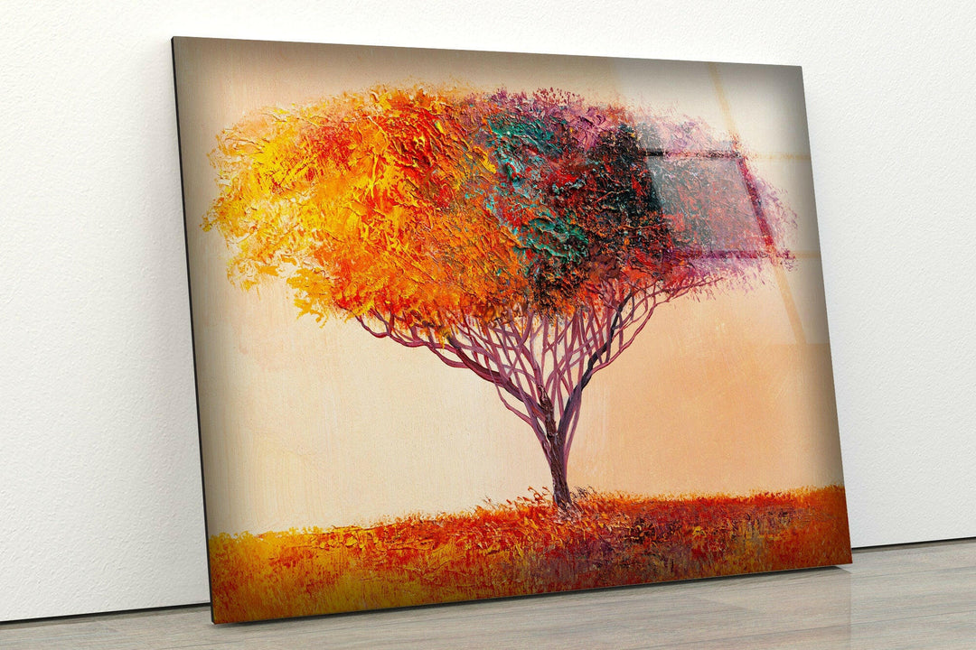 Oil Painting Tree Glass Wall Art large glass photo prints, glass wall photos