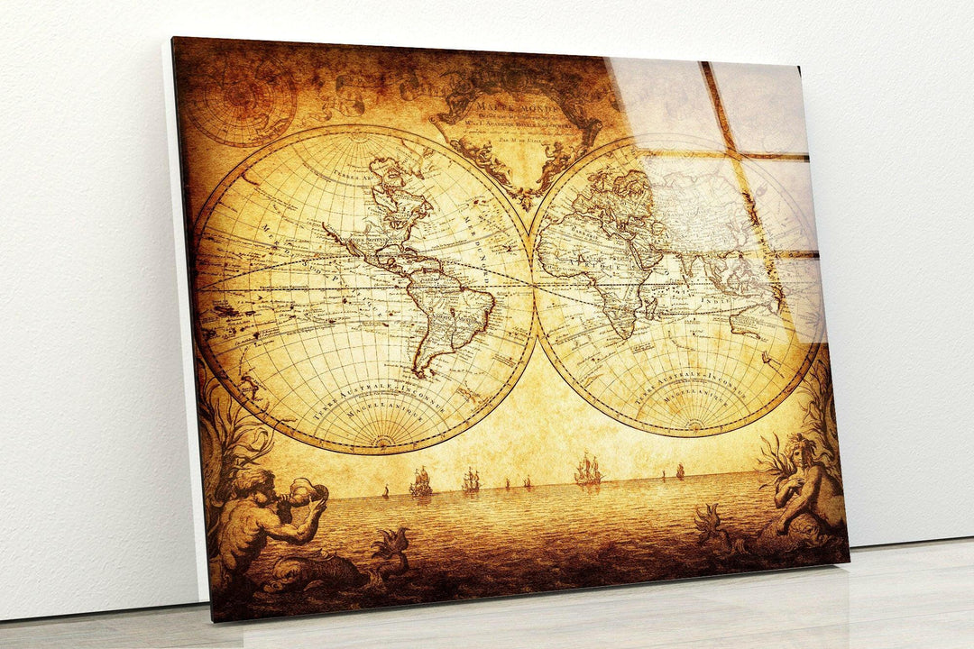 Vintage World MapCool Glass Art & Wall Art Home Decor