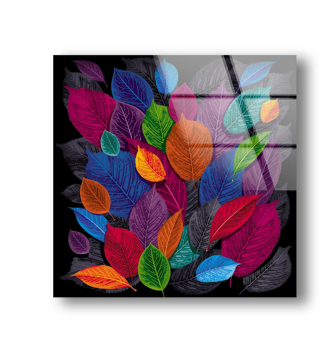 Modern Colorful Leaf Glass Wall Art, stained glass wall art, stained glass wall decor