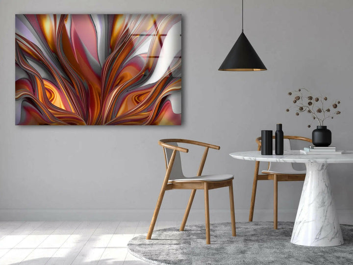 Brown Volumetric Abstract Vibrant Abstract Glass Wall Art Decor