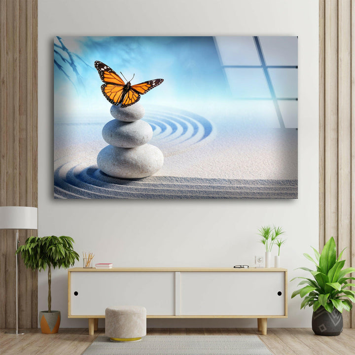 Zen Spa Stones Butterfly Glass Photo Prints & Cool Abstract