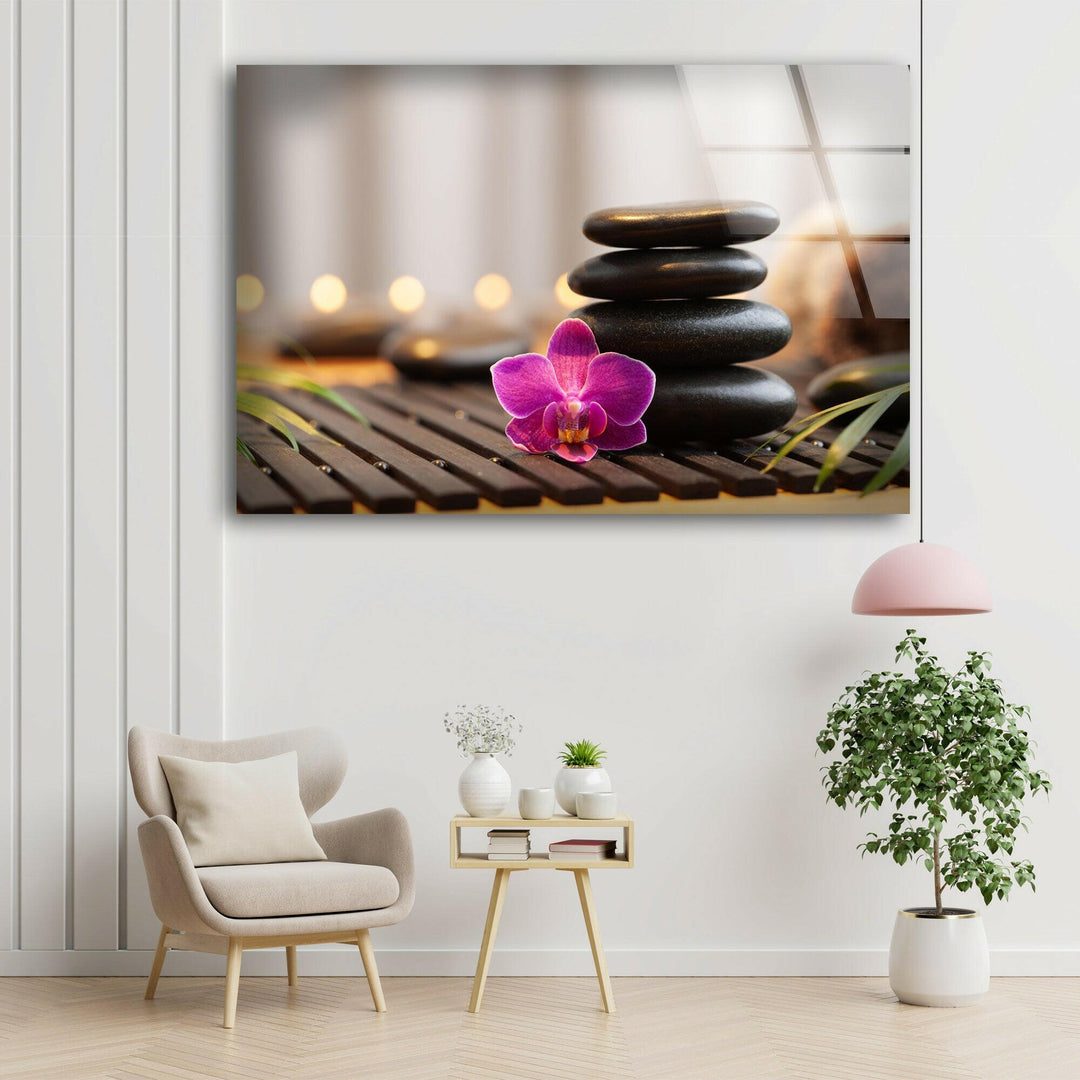 Pink Zen Spa Stones Cool Glass Art & Photo on Glass