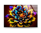 Multicolored Dahlia Flower Glass Wall Art, custom glass photo prints, large glass prints