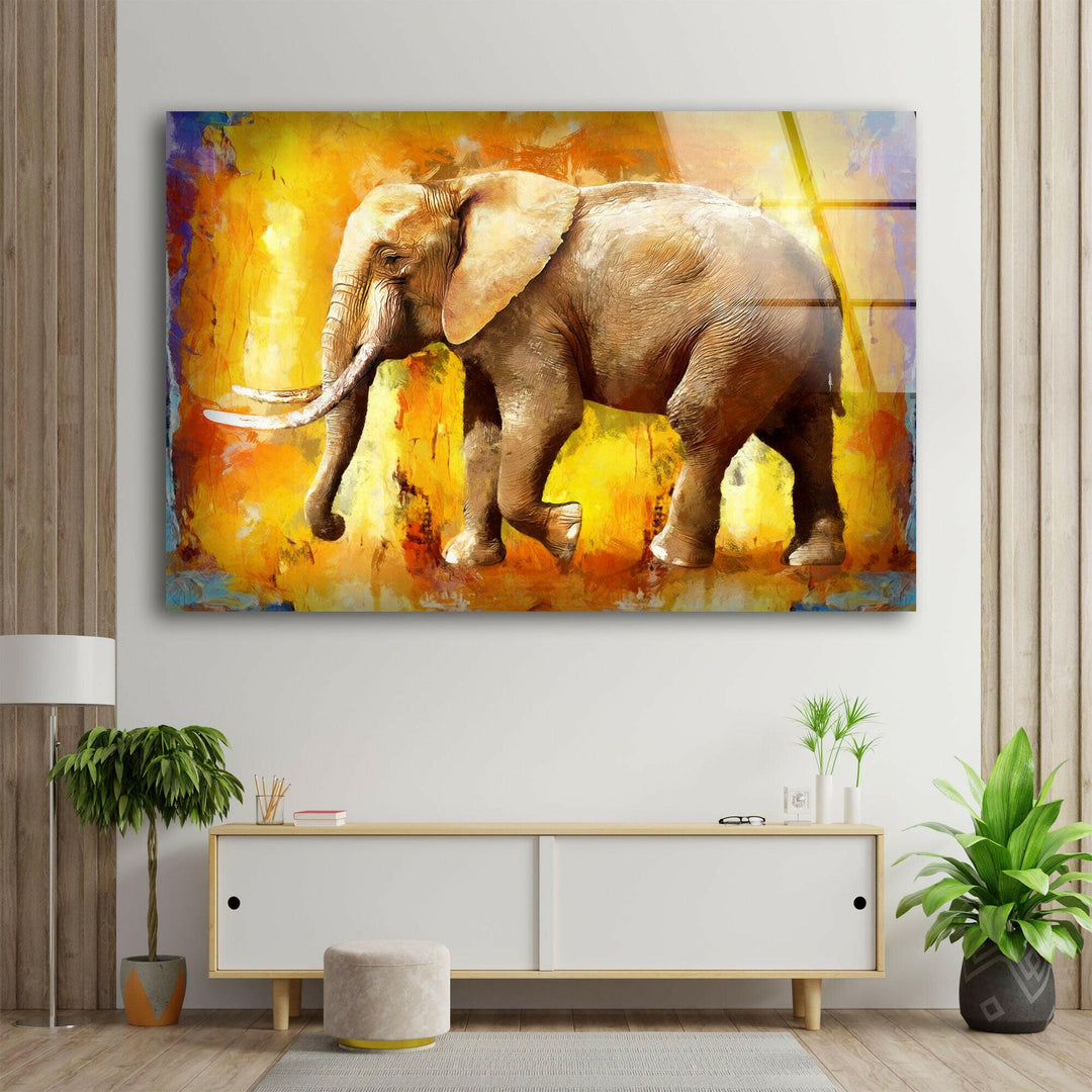 Elephant Painting Glass Wall Art glass pictures for Wall, glass prints wall art