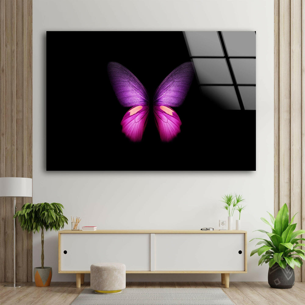 Purple Butterfly Glass Wall Art custom glass photo prints, large glass prints