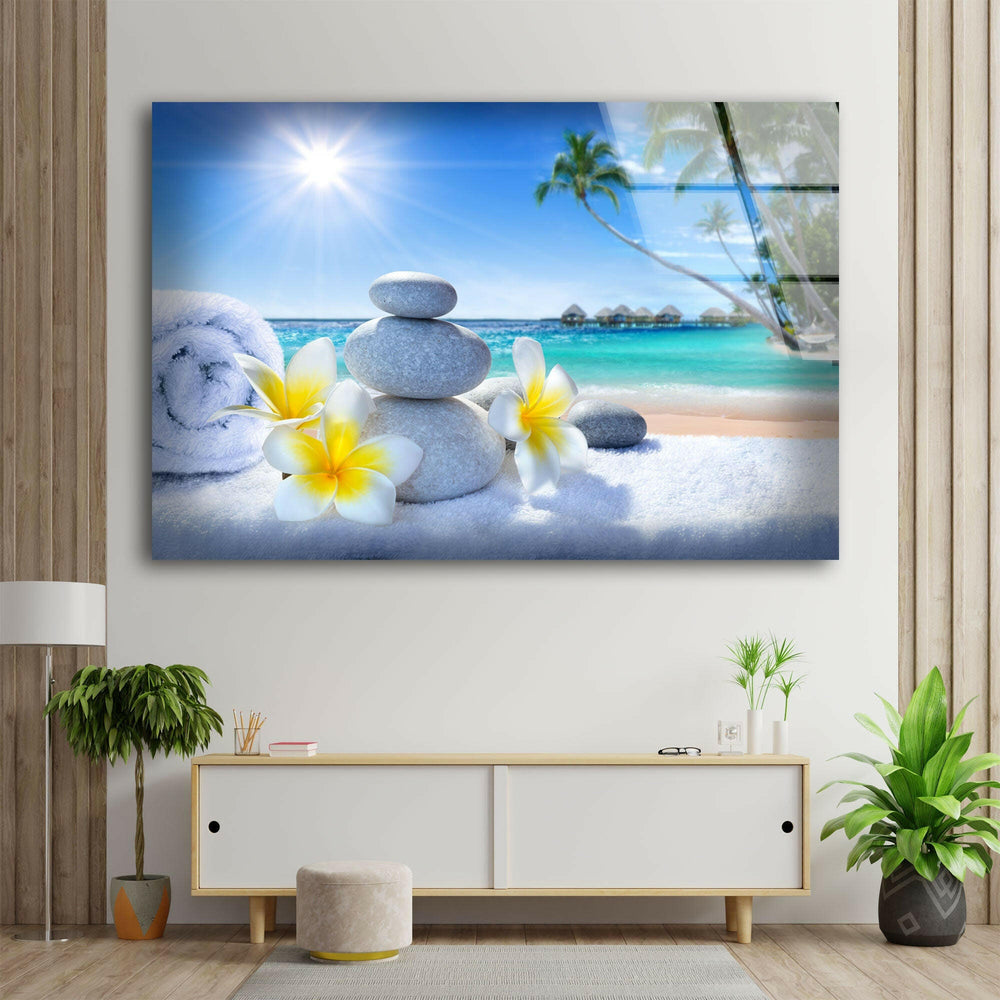 Zen Stones Relaxing Spa Cool Glass Photos & Wall Art Decor