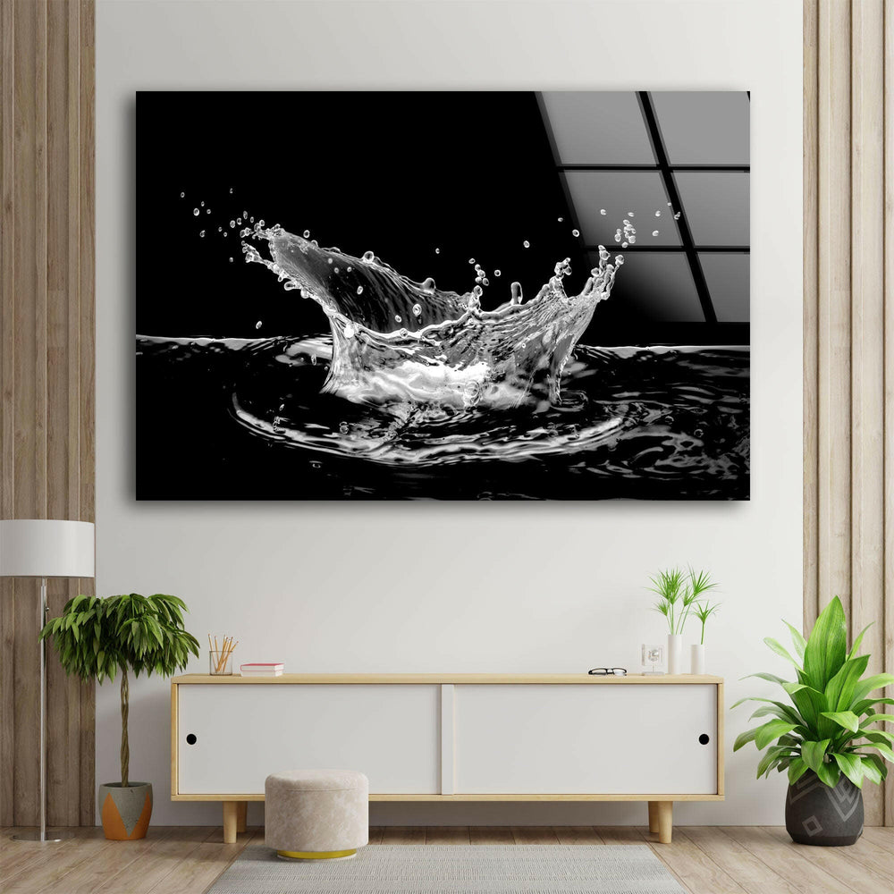 Black Water Splashes Glass Wall Art - Elevate your home decor with stunning Glass Wall Art. Our tempered glass wall art features vibrant colors, modern designs, and custom options. Perfect for living rooms, kitchens, and more. Discover the beauty of glass paintings and wall pictures today. Free shipping and secure packaging included.