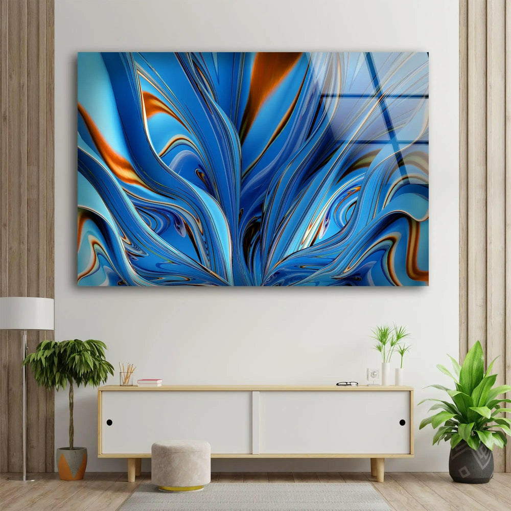 Blue Fractal Wall Art Tempered Glass Wall Art - MyPhotoStation