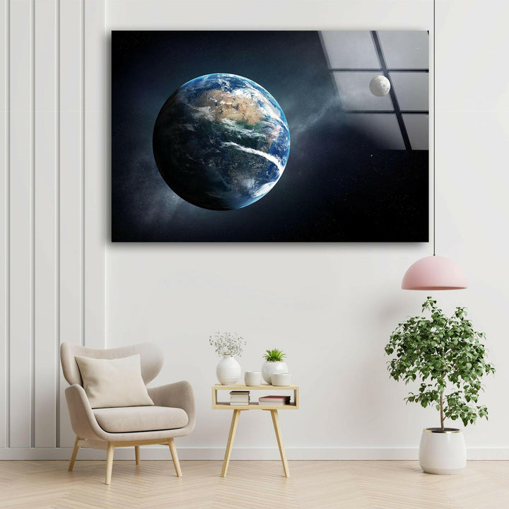 Earth Space Glass Wall Art, large glass photo prints, glass wall photos