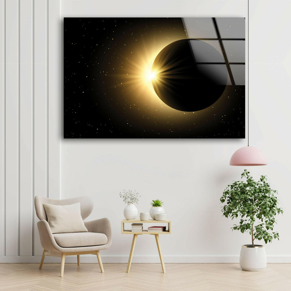 Solar Eclipse Glass Wall Art, glass wall decor, glass wall art decor