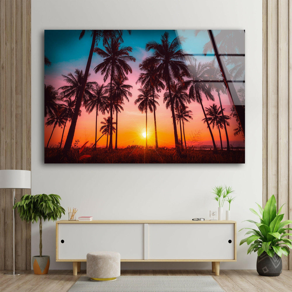 Palm Tree Tropical View Tempered Glass Wall Art - MyPhotoStation