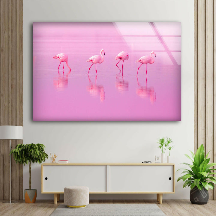 Pink Flamingos Glass Wall Art stained glass wall art, stained glass wall decor