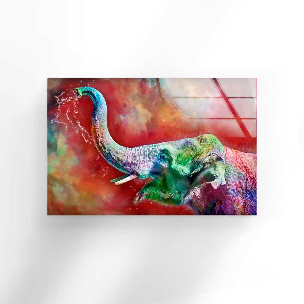 Colored Elephant Glass Wall Art large glass photo prints, glass wall photos